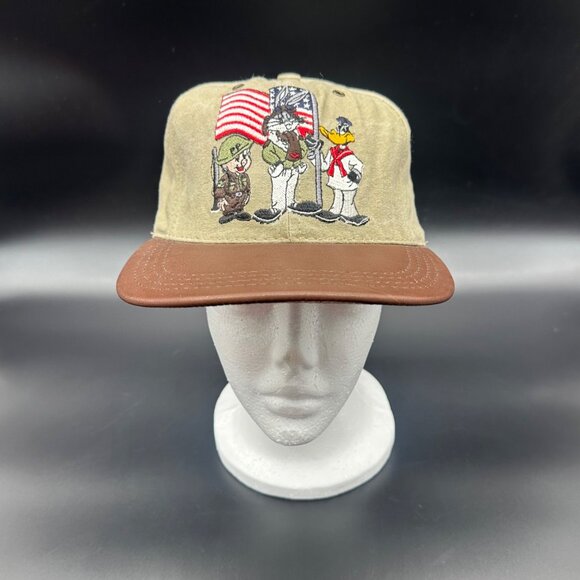 Vintage Cap 1991 Looney Tunes Patriotic Snapback Hat Bugs Bunny Daffy Duck Retro - Picture 1 of 12